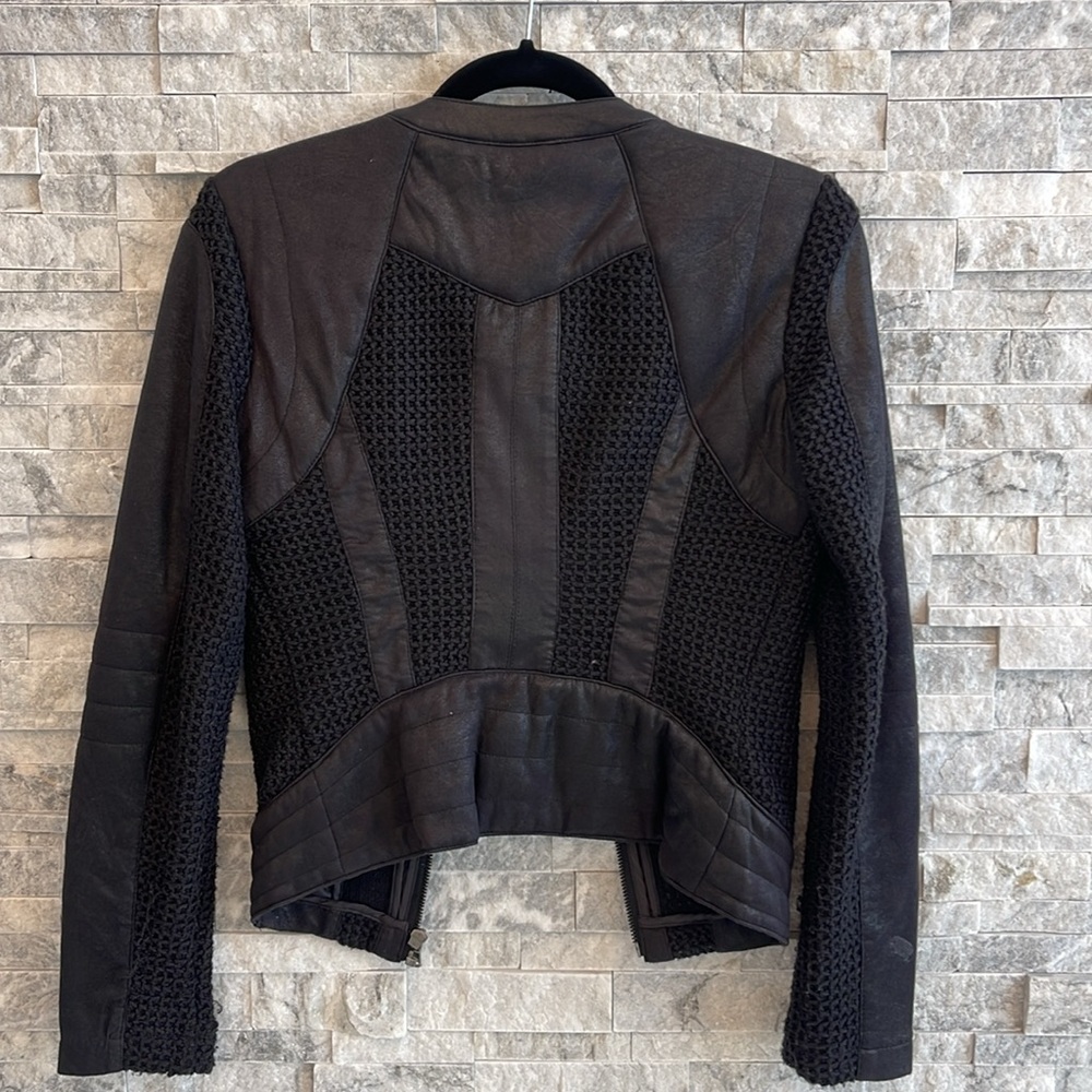 Fall Jacket Black Two Different Materials With Zi… - image 4